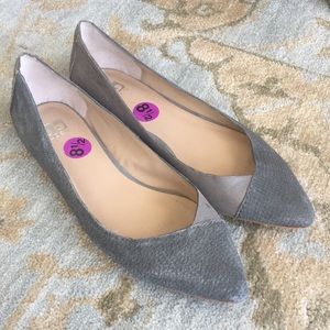 Joe’s Gray Suede & Leather Almond Toe Flats